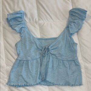 American Eagle Blue Ruffled Women's Top
